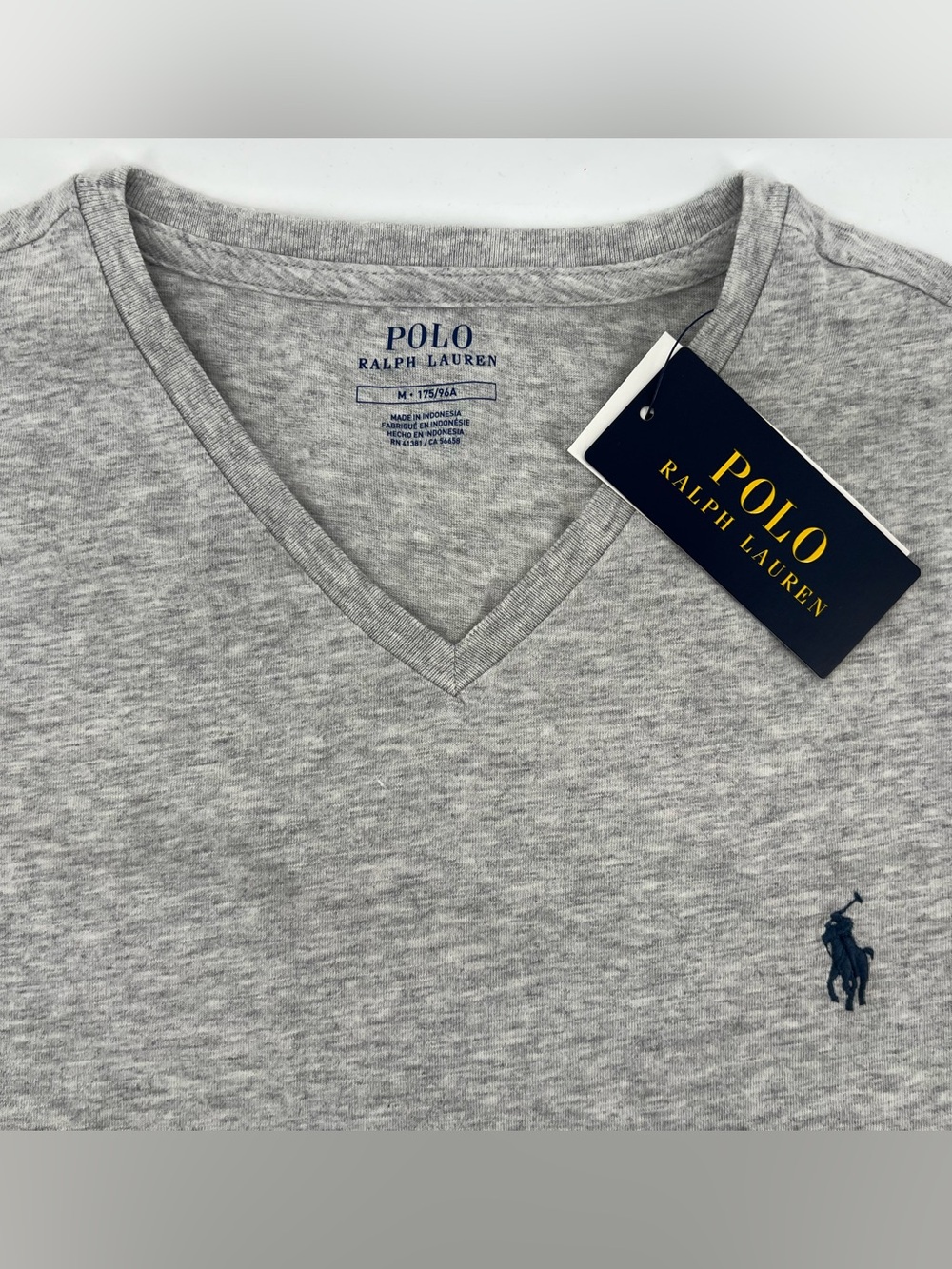 Polo Ralph Lauren Men’s V-Neck Tee Heathered Grey Medium NWT